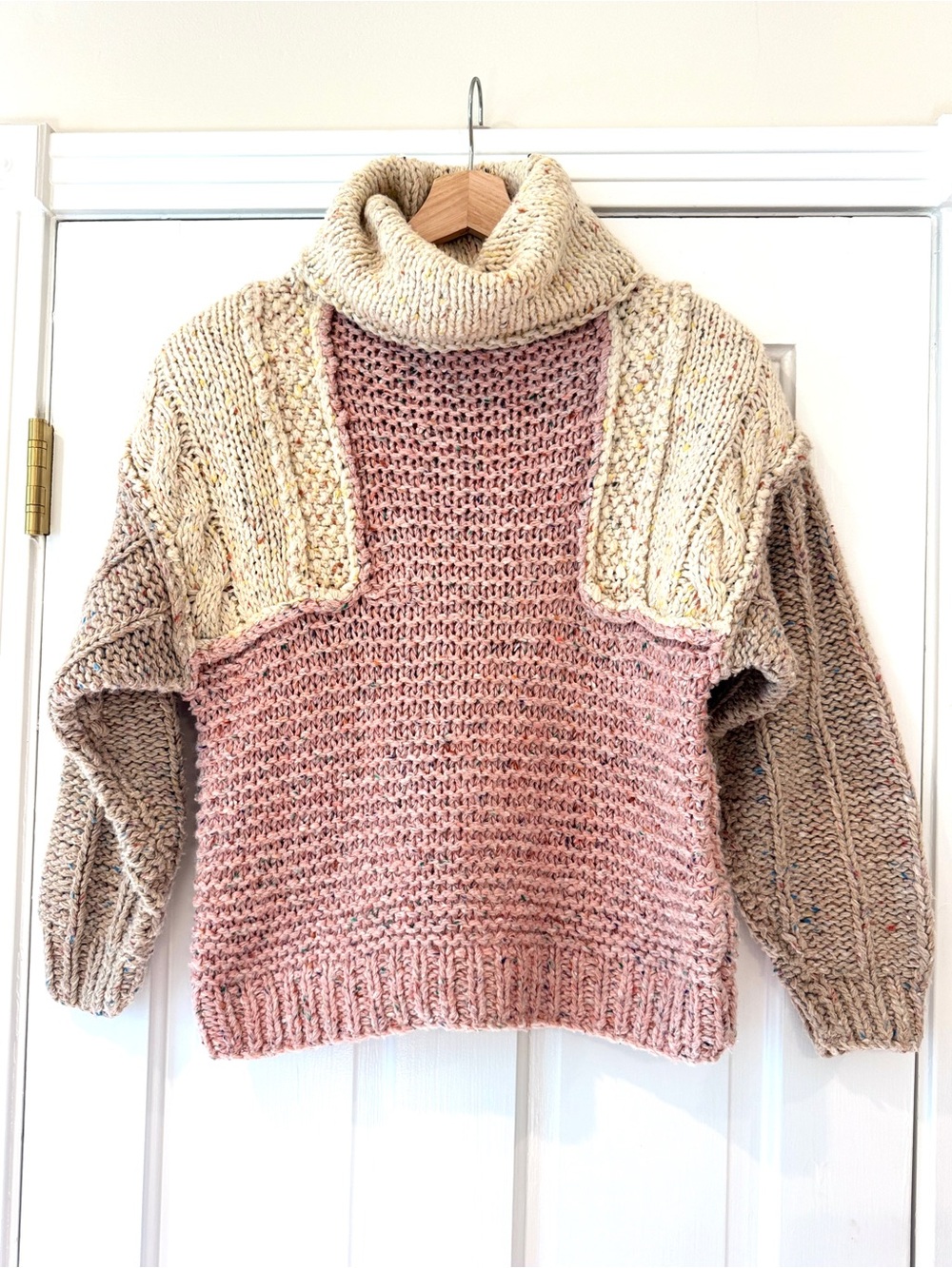 Liz Claiborne Vintage 80s Chunky Knit Cottage Turtleneck Sweater Size Medium